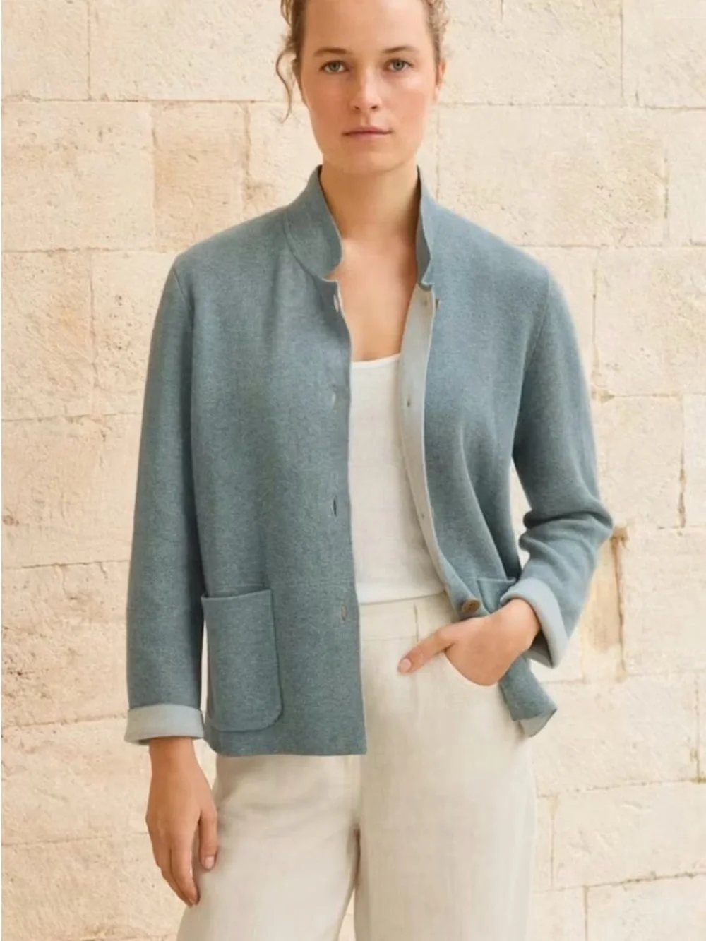 Poetry DOUBLE-KNIT JACKET Denim Teal 14
